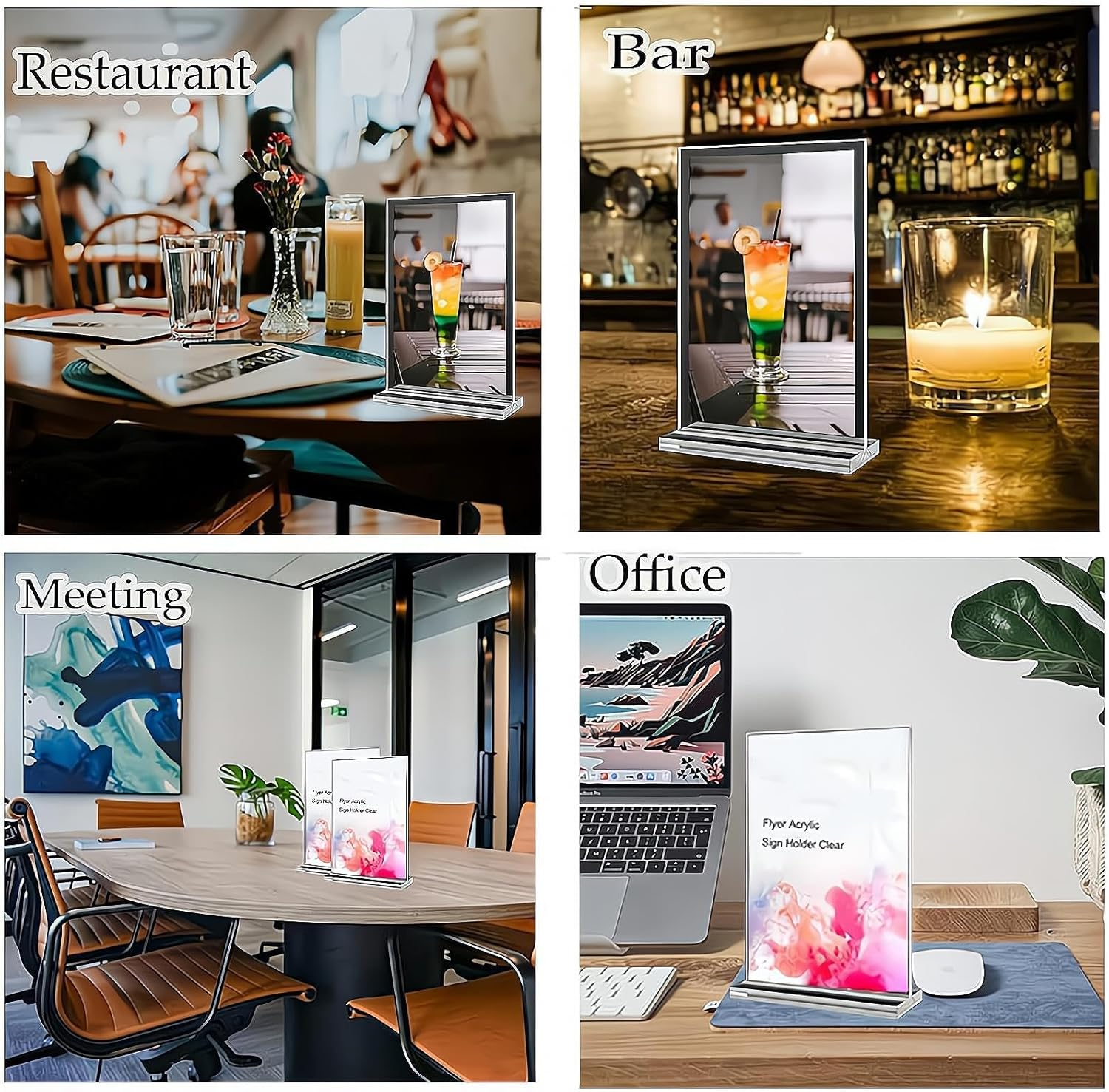 ZHIGOU Acrylic Sign Holder A4 Transparent Tabletop Menu Display Stand, T-Shaped Advertising Stand, Double-Sided Plastic Frame for Restaurant, Office, Hotel, Store Promotion, Event, Photo Frame image number 3