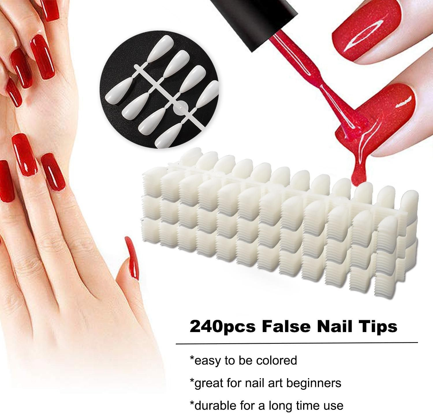 Acycoin2A 216 Nail Color Chart Display Gel Polish Color Book with 240 False Nail Tips and Number Sticker (A)