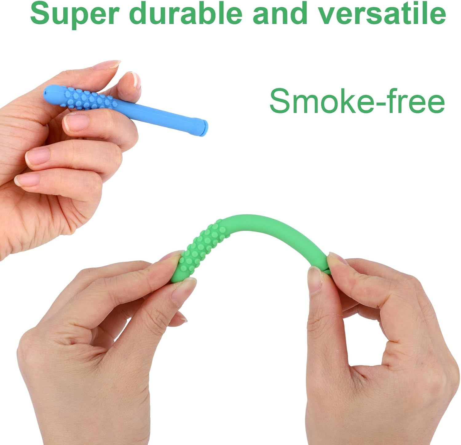 Lasuroa 3Pcs Chewable Breather Quit, 3 Colors Silicone Chewable Breather Stick with Essential Oil Portable Essential Oil Stick Stop Smoking for Aromatherapy on the Go Natural Focus image number 6