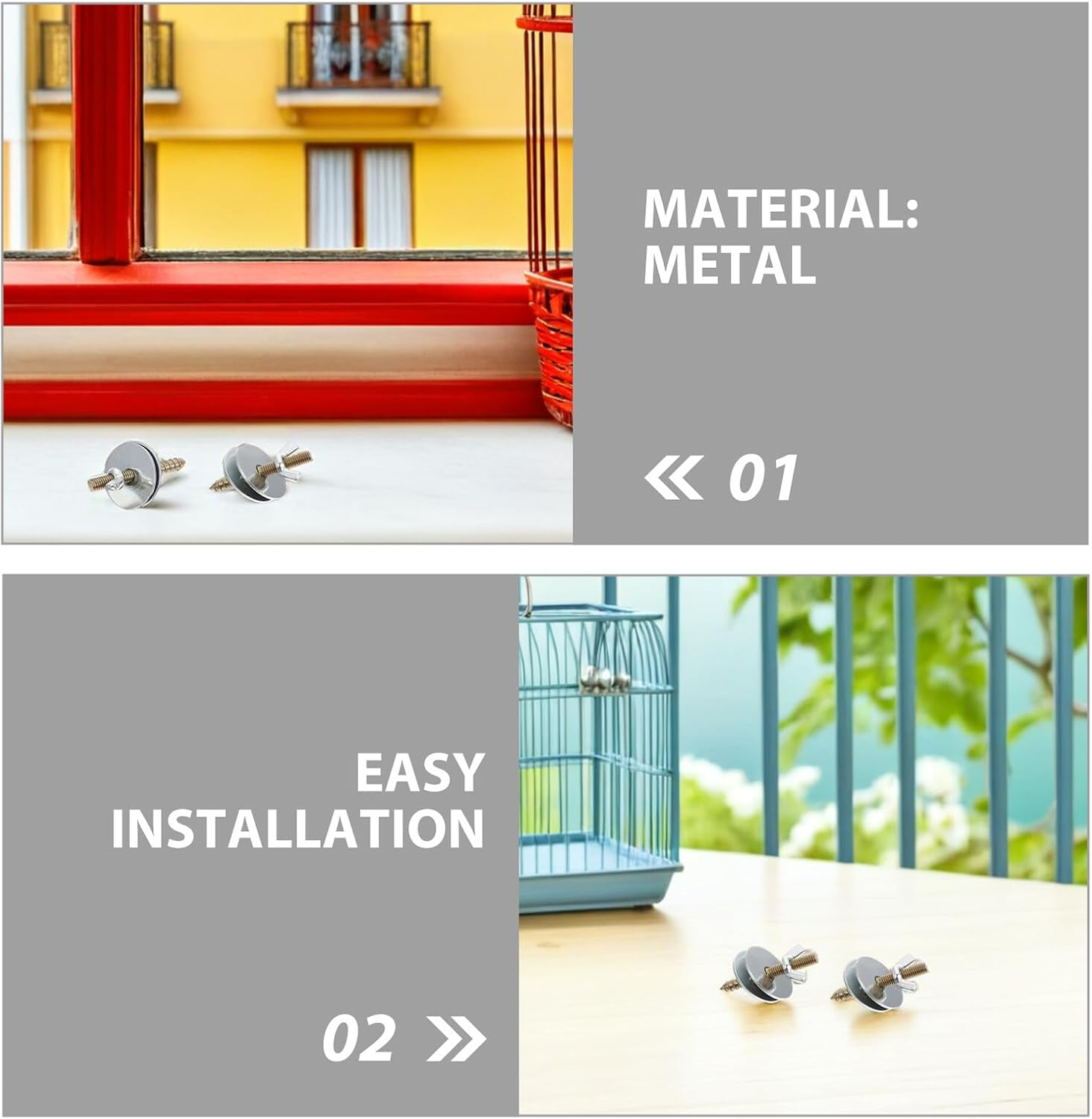 COHEALI 24 Sets Bird Cage Perch Screws and Cage Nuts Stainless Steel Hardware Kit with Washers for Parrot Chinchilla Platforms and Breeding Boxes Fixing Screws for Secure Pet Enclosures image number 2