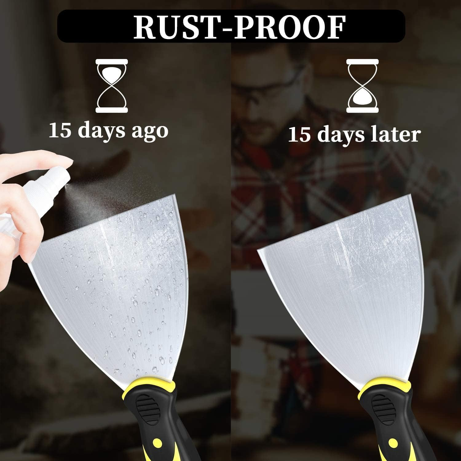 Putty Knife Scrapers, Spackle Knife, Metal Scraper Tool for Drywall Finishing, Plaster Scraping, Decals, and Wallpaper (4 Pack, 5&rdquo;, 4&rdquo;, 3&rdquo;, 1.5&rdquo; Wide) image number 6