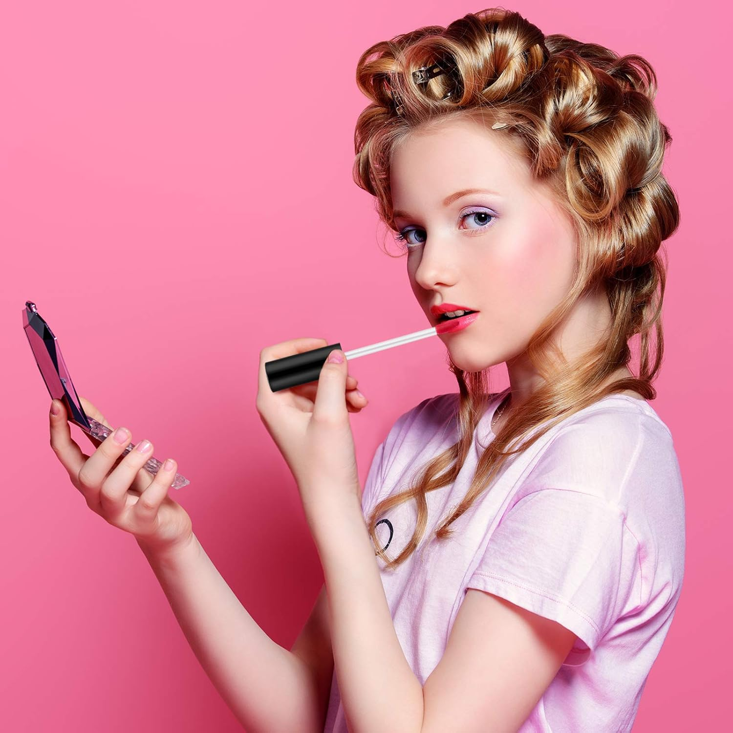 Nuanchu 100 Pcs 10 Ml Empty Lip Gloss Tubes Clear Mini Refillable Lip Balm Gloss Containers Bottles Plastic Lip Gloss Containers Lip Gloss Tubes with Wand and Rubber Inserts DIY Makeup (Black)