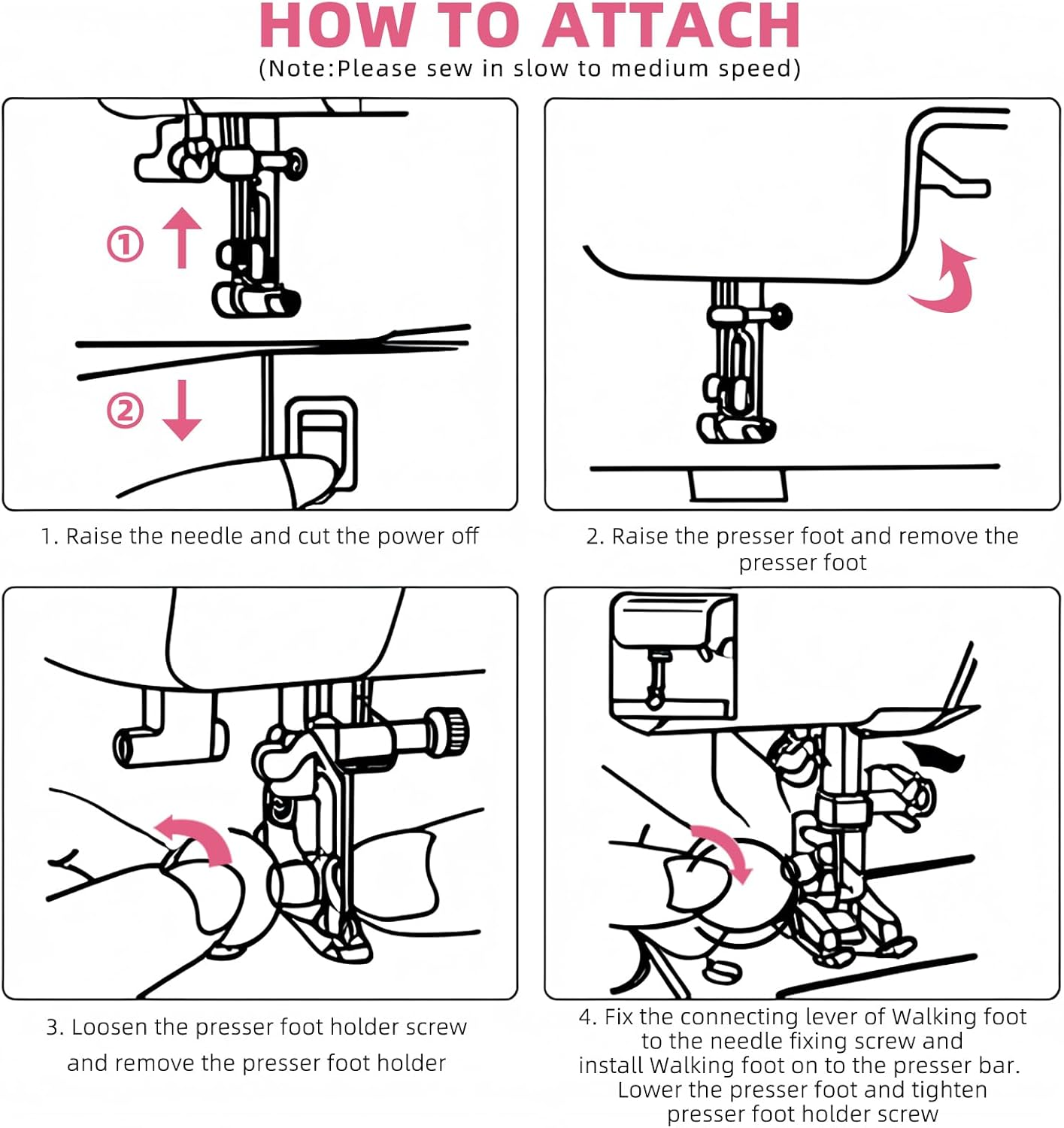 Open Toe Walking Foot W/Guide for Brother Sewing Machine Quilting and Sewing Stitch through Multiple Layers and Match Prints,Fits Brother, Janome, Singer, and More image number 3