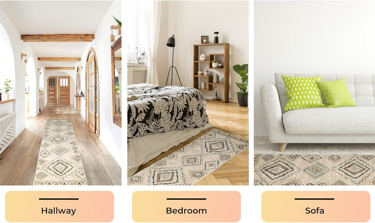 MARLOW Runner Rugs, 180X60Cm Anti-Slip Area Rugs,Low Pile Soft Entry Carpet Washable - Versatile for Hallway, Bedroom, Kitchen, Dining Room, Living Room, Study (Cream) - Blue image number 7