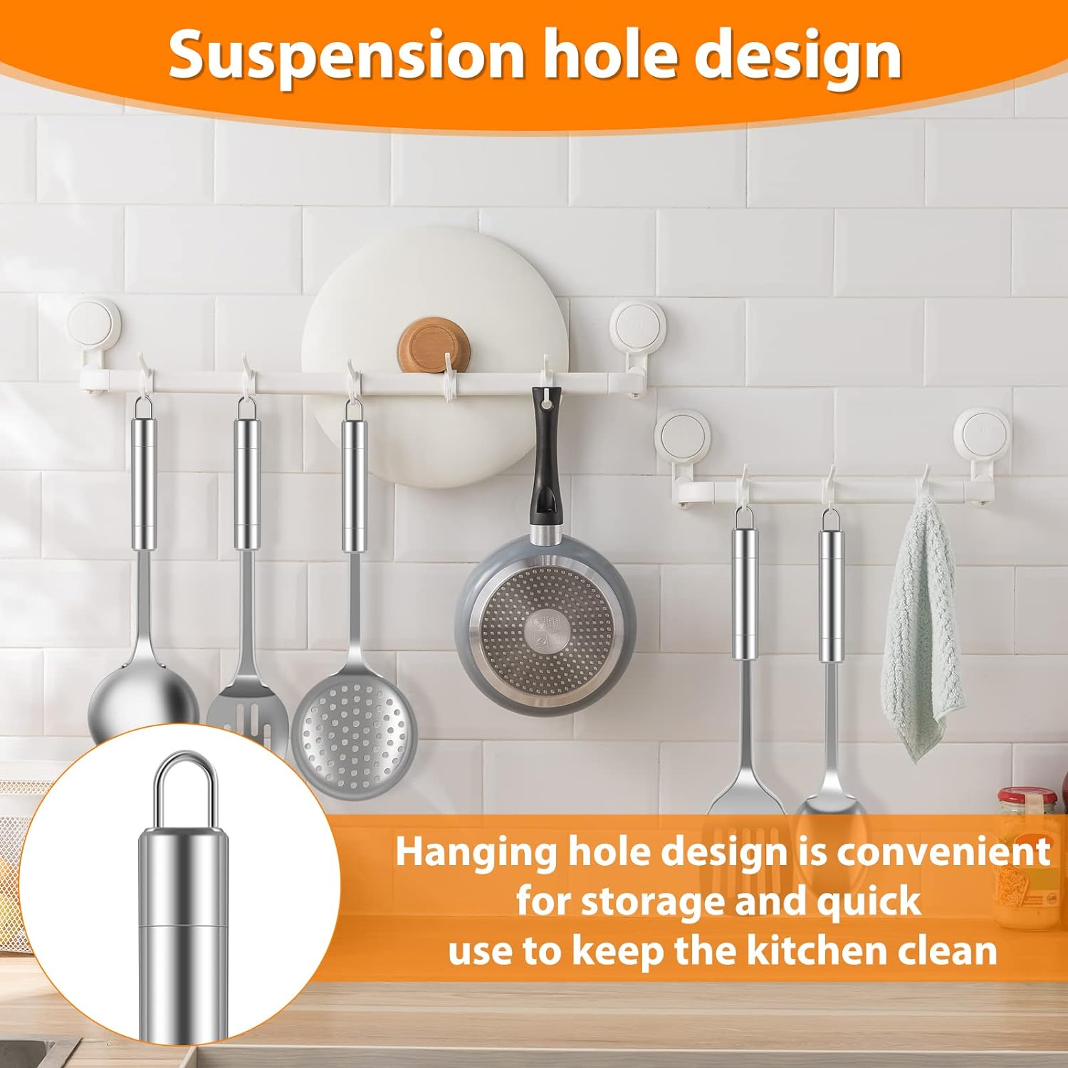 Stainless Steel Cooking Utensils Set Kitchen Tools Set Kitchen Gadgets Cookware Professional Wok Utensils Set Stainless Steel Kitchen Utensils for Hanging Dishwasher Safe (5) image number 3