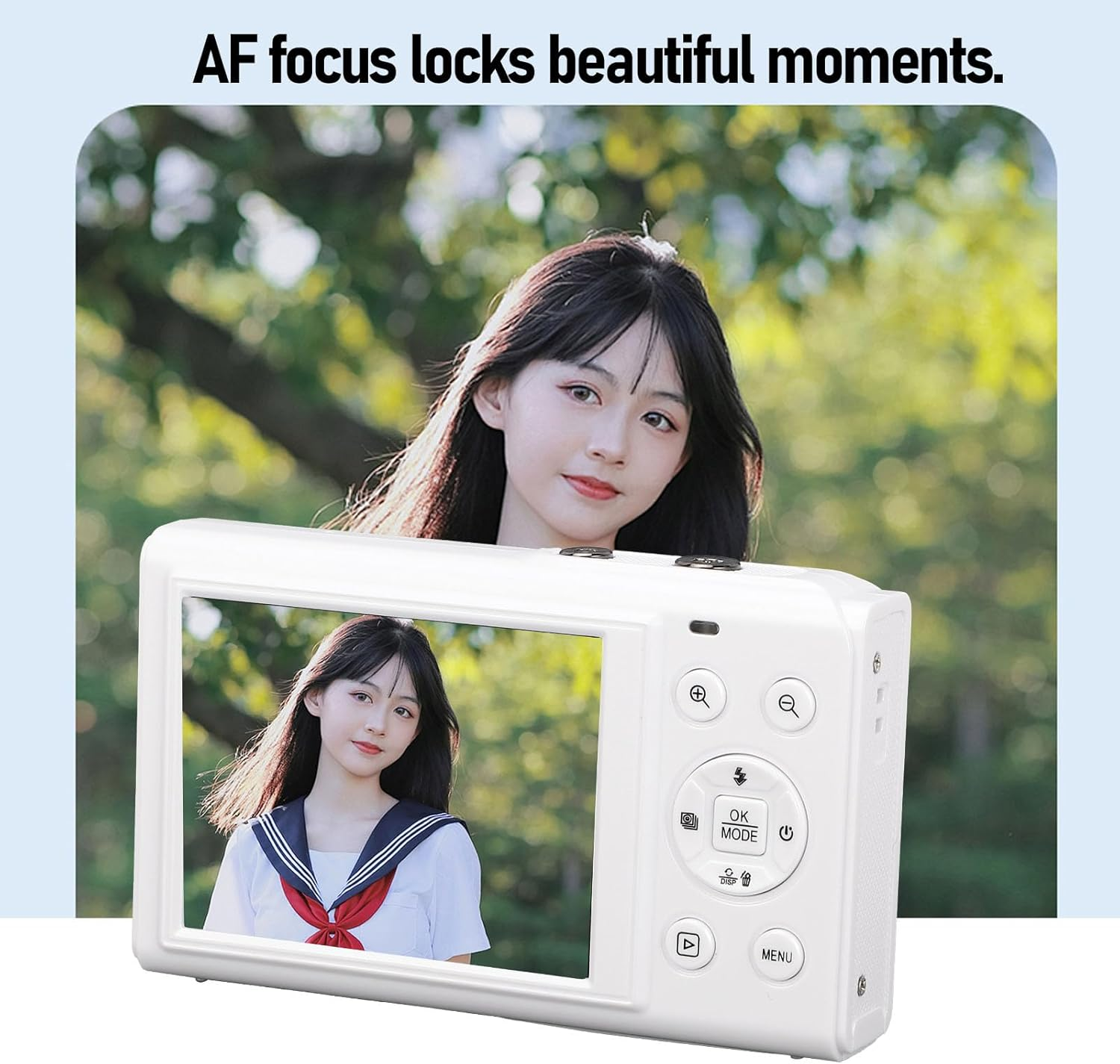 5K Digital Camera with 80MP Dual Screen, 18X Zoom, Wifi, Auto Focus, Built-In Flash, 2.8In & 1.5In Display, Vlogging Camera for Teens, Travel, Streaming, Photography (White) - Black image number 3