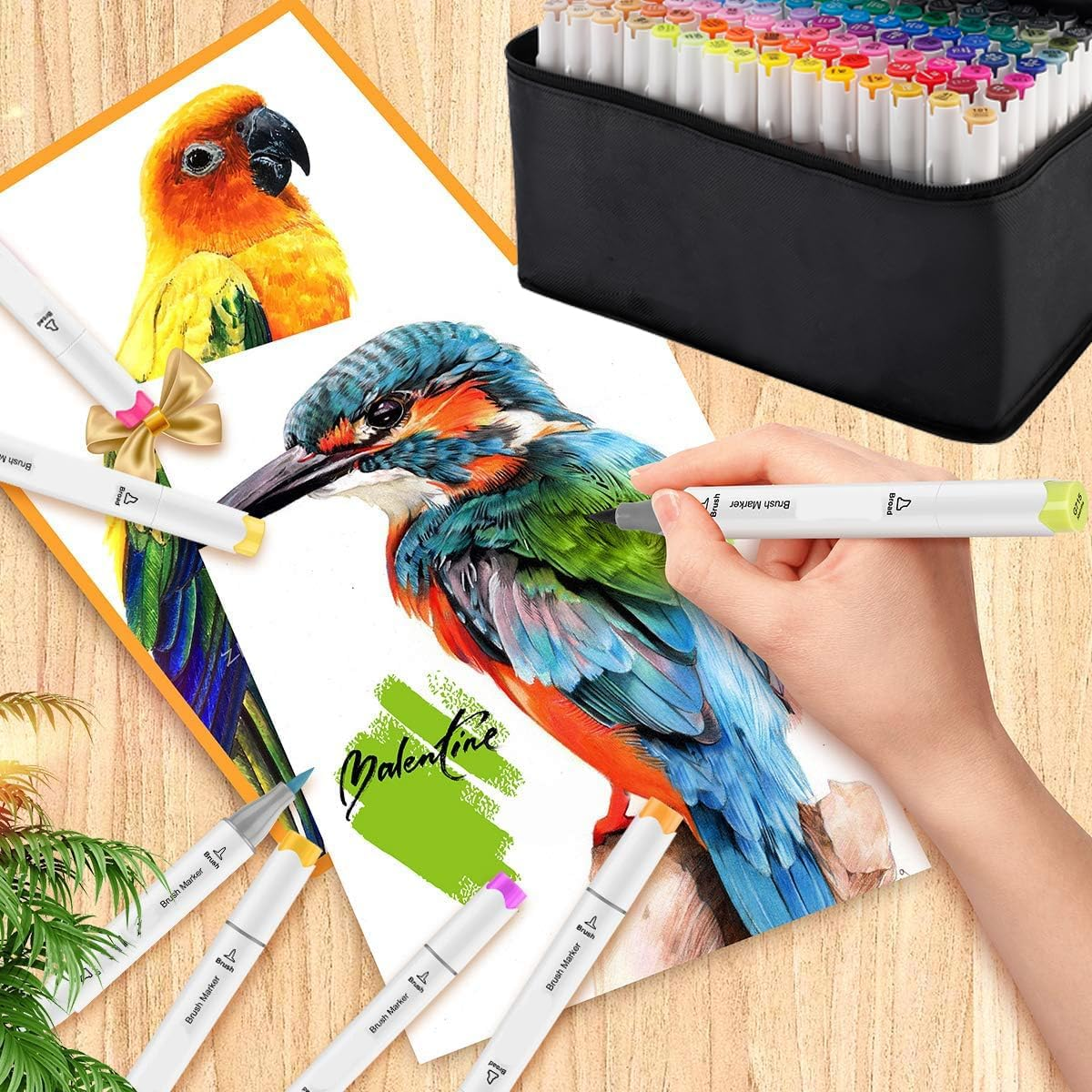 Alcohol Markers Brush Tip, 168 Colours Dual Tips Art Markers, Brush & Chisel Tip Alcohol Based Permanent Colouring Markers Drawing Pens for Kids Adults Artist Calligraphy Sketching Bullet Journal