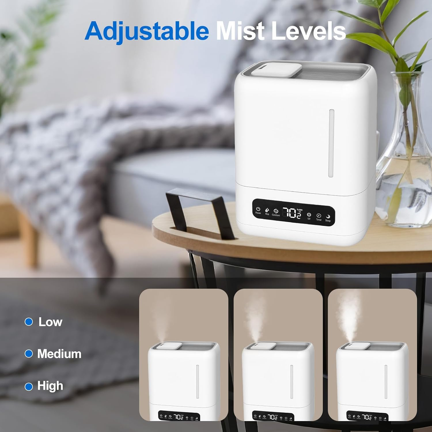 Oolong 4L Air Humidifier for Large Rooms - Top Fill, Remote Control, Quiet Sleep Mode, Adjustable Humidity for Baby Nursery, Bedroom image number 2