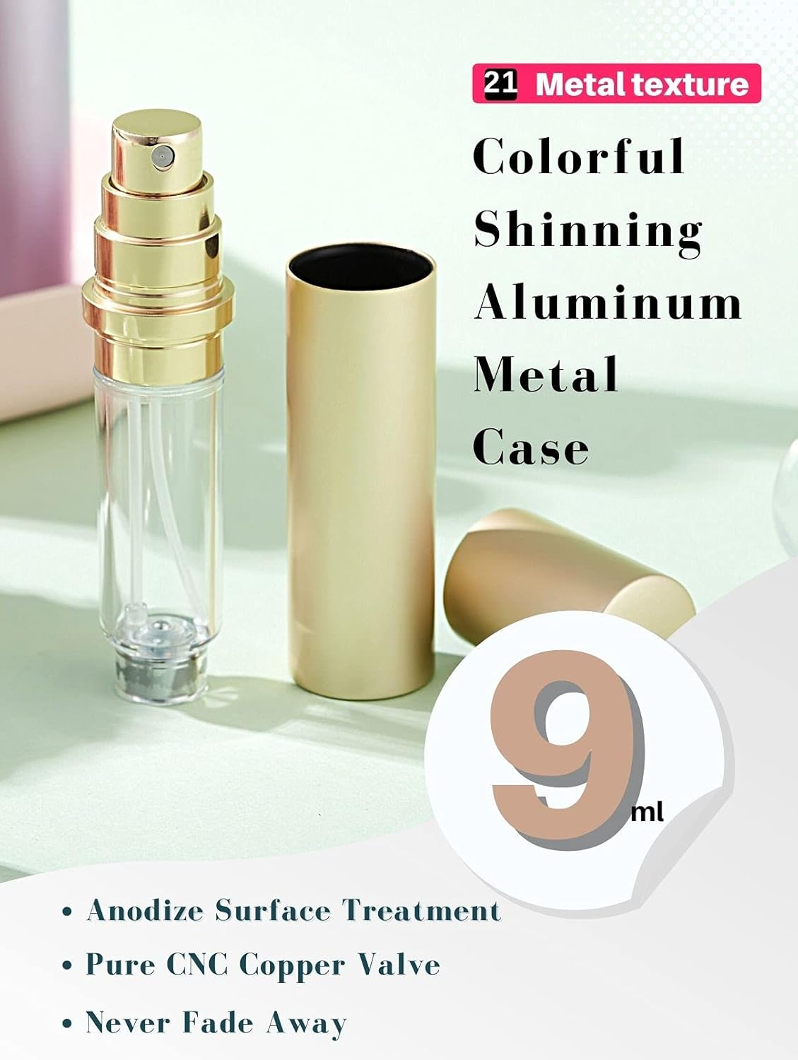 9ML Perfume Atomizer, Refillable & Travel Size Perfume Bottle, Leaking Proof,Bottom Pump without Funnel, Luxurious Small Women and Men(Sky Blue) image number 3