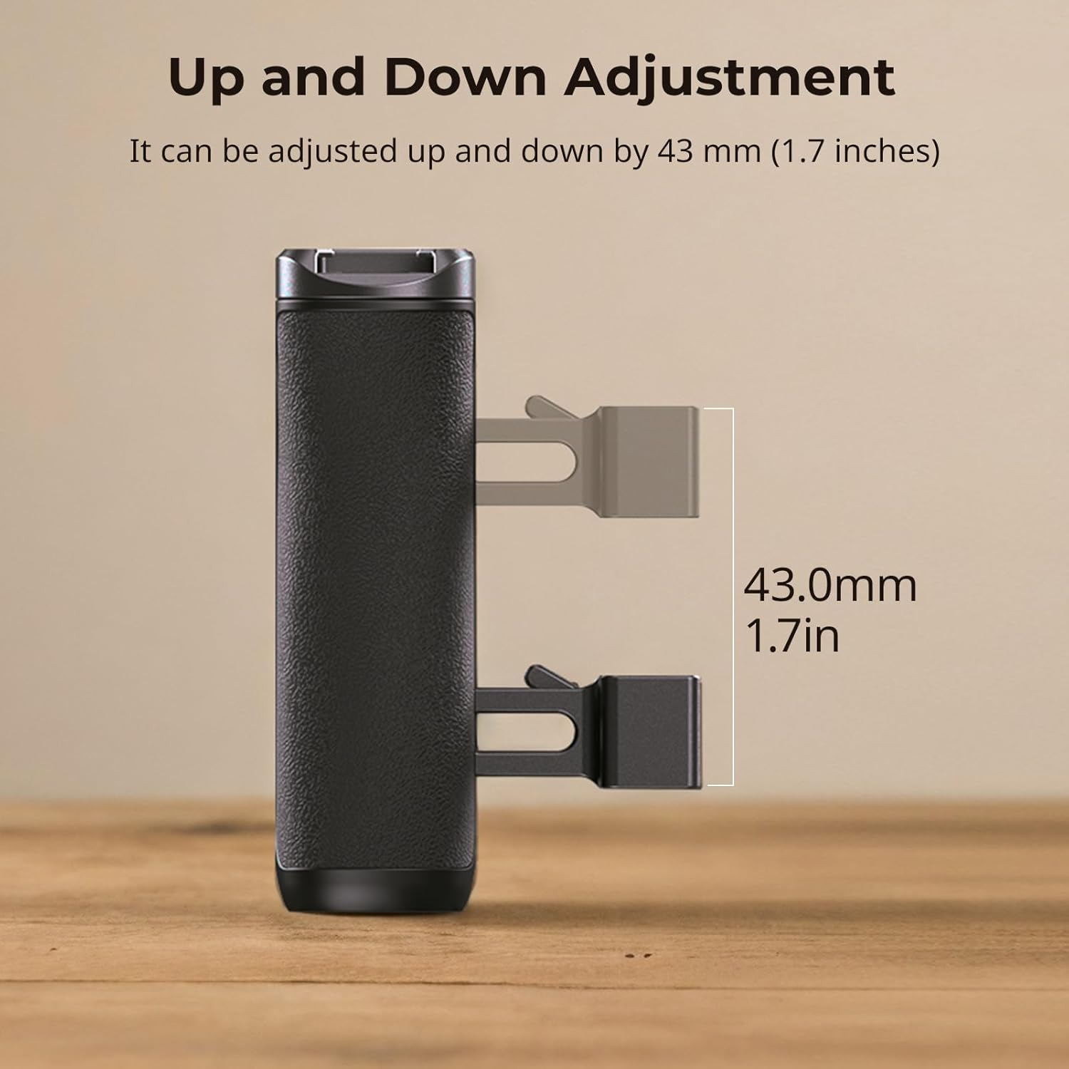 Smallrig Mini NATO Side Handle for Camera Cages, Universal Ergonomic Side Handgrip, 43Mm Up/Down Adjustable, Bulit-In 1/4"-20 Threaded Hole, Strap Hole, Cold Shoe - 4840