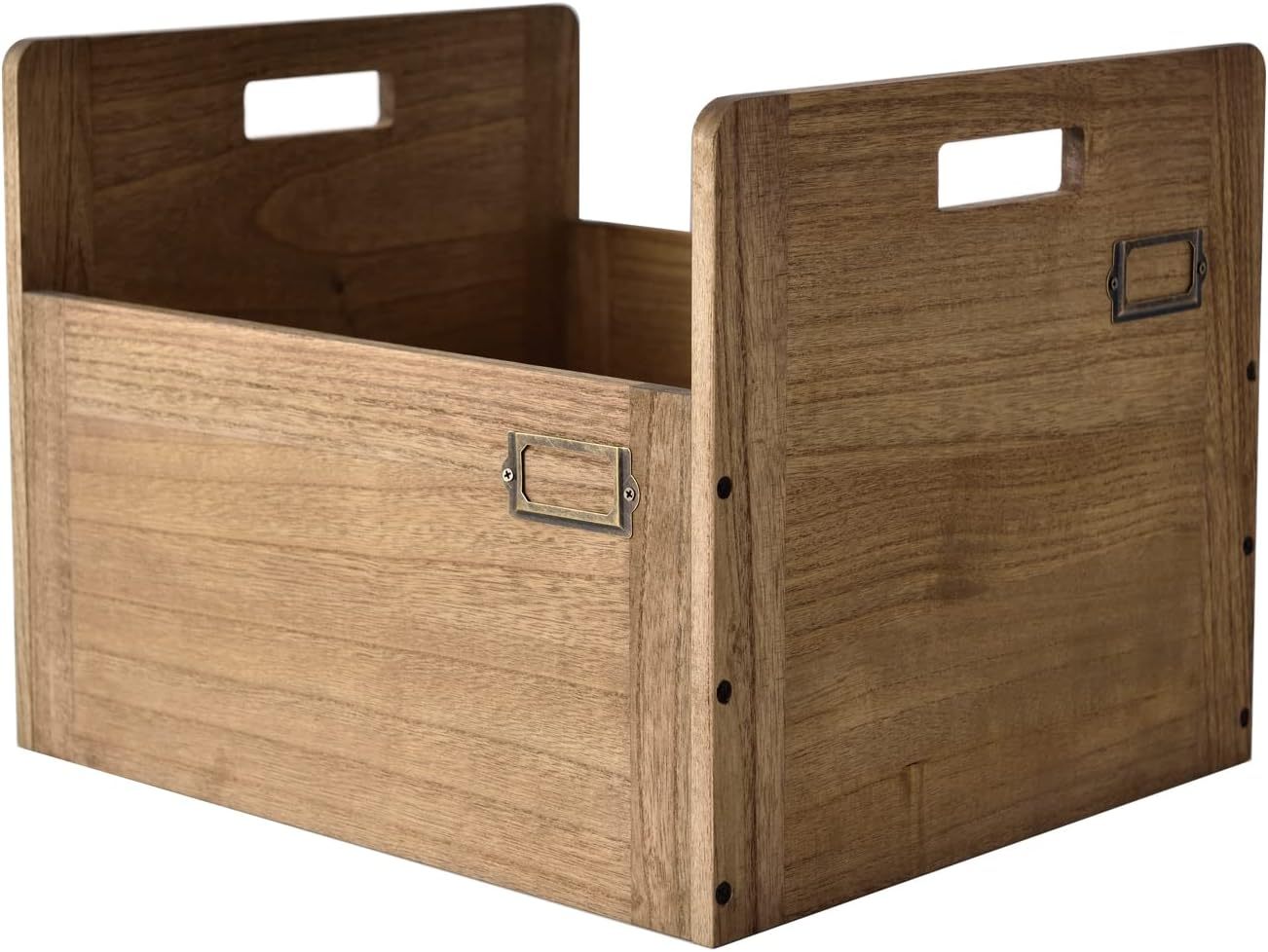 KIRIGEN Vinyl Record Storage Organizer Crate Wooden Storage Organizer Box Hold up to 80 Record and LP Dark Brown CDH-DBR