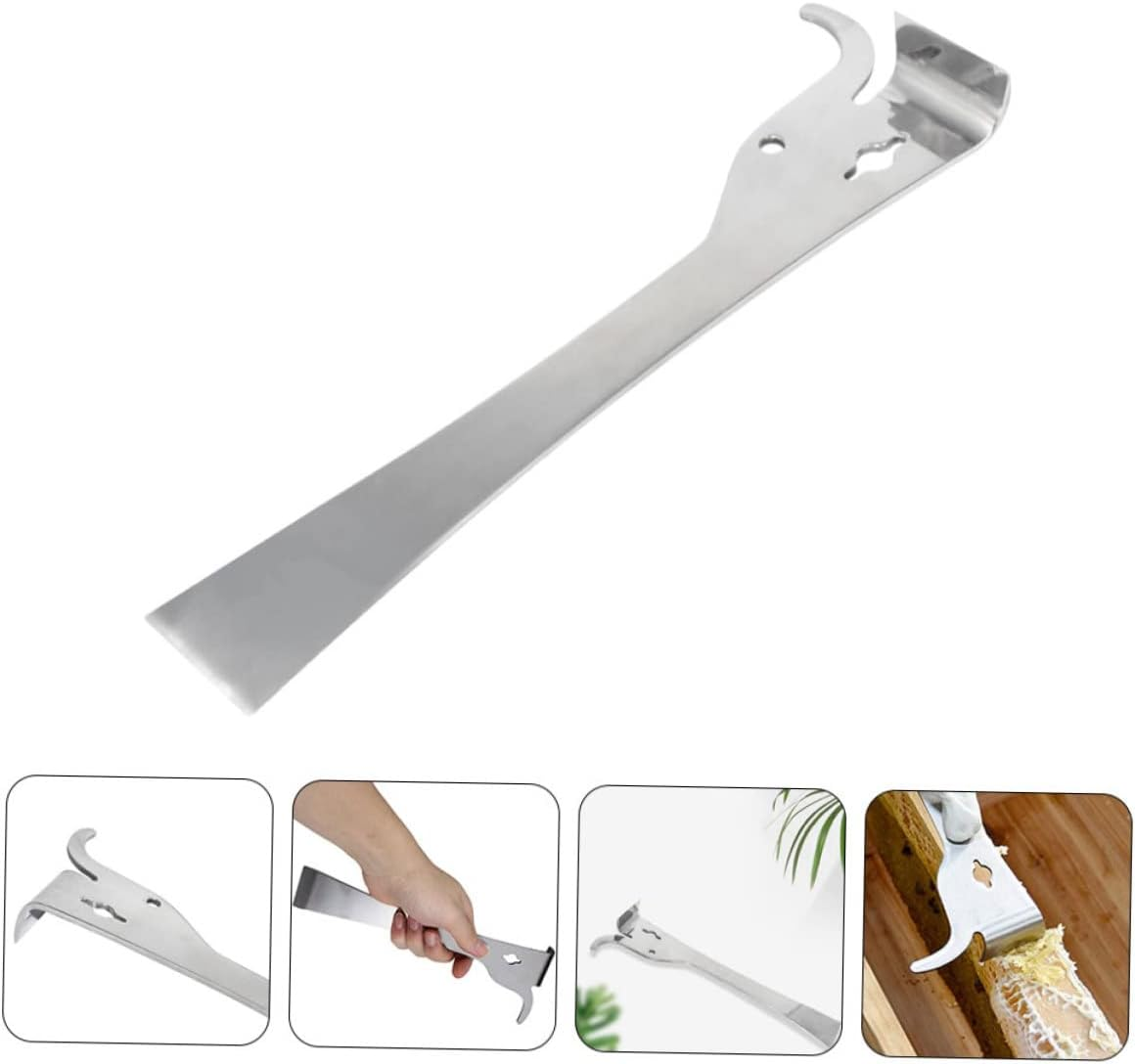 VANZACK Honey Knife Beekeepers Stand Kit outside Carbide Tag Paint Scraper Smoker Fuel for Beekeeping Dispenser Beekeeping Brush Costumebumble Bee Hive Decor Silver Stainless Steel image number 6