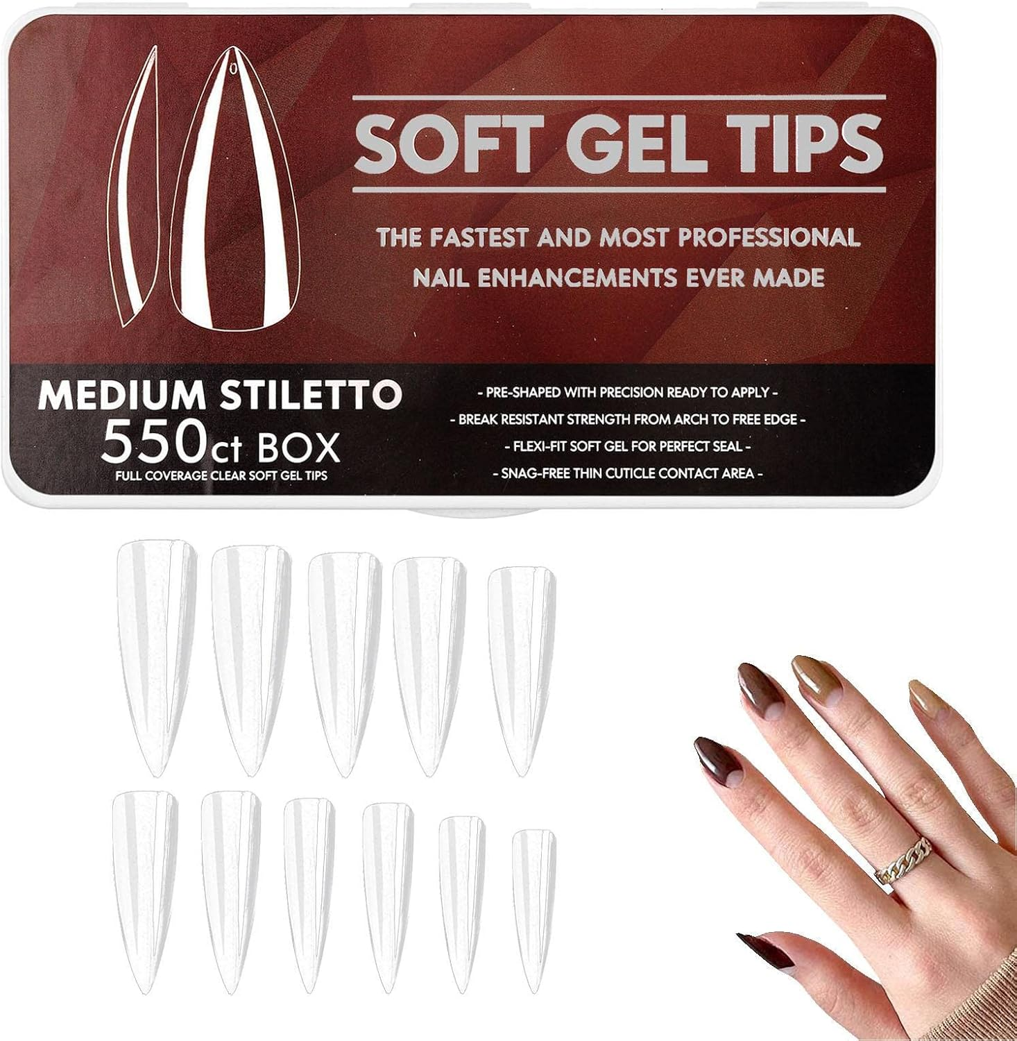 Medium Coffin Fake Nails, Short Coffin Press Nails Pre-Shape Short Coffin Gel Nail Tips | False Coffin Nails Clear Acrylic Gelly Tips for Mother Day Press Nail - 4 image number 4