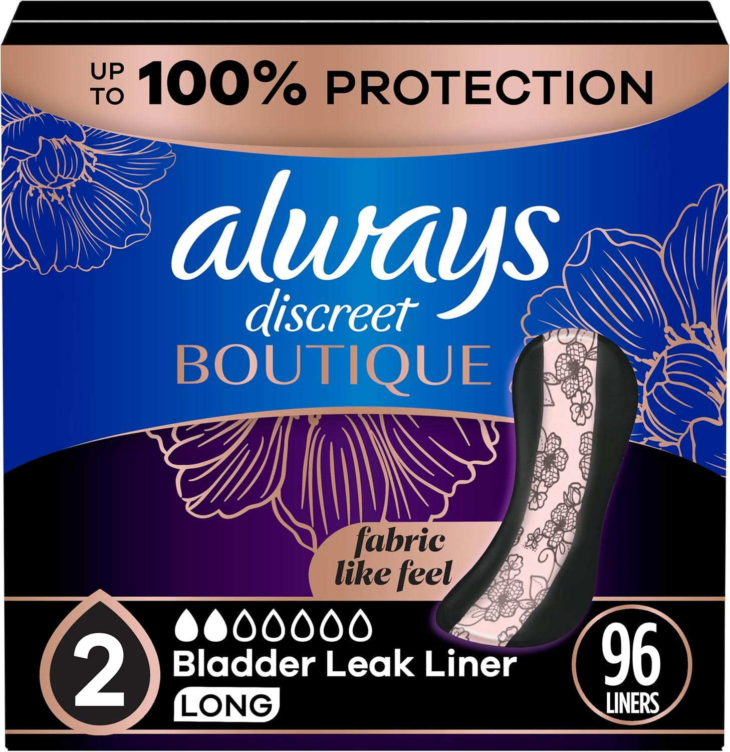 Always Discreet Boutique Incontinence Liners, Very Light Absorbency, Long Length,32 Count (Pack of 3) image number 4