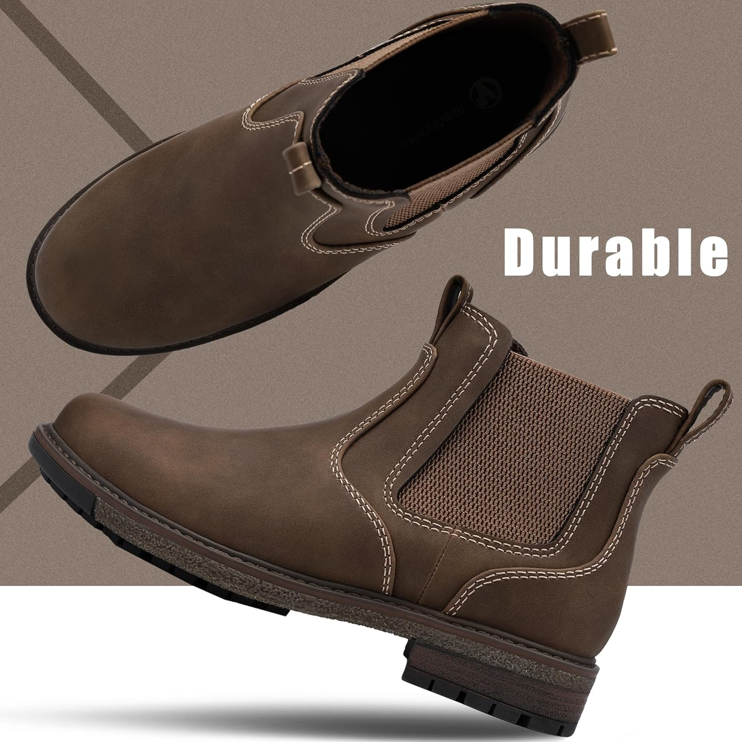 FUPPIA Chelsea Boots Casual Slip on Ankle Dress Boots image number 4