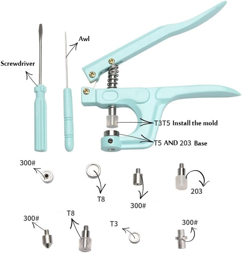 270PCS/SET Multifunction Snaps and 3 Kinds Replace Snap Pliers Sett5 Plastic/Metal Buttons Sewing & Crafting Clothing Resin Garment (Sky Blue) image number 2
