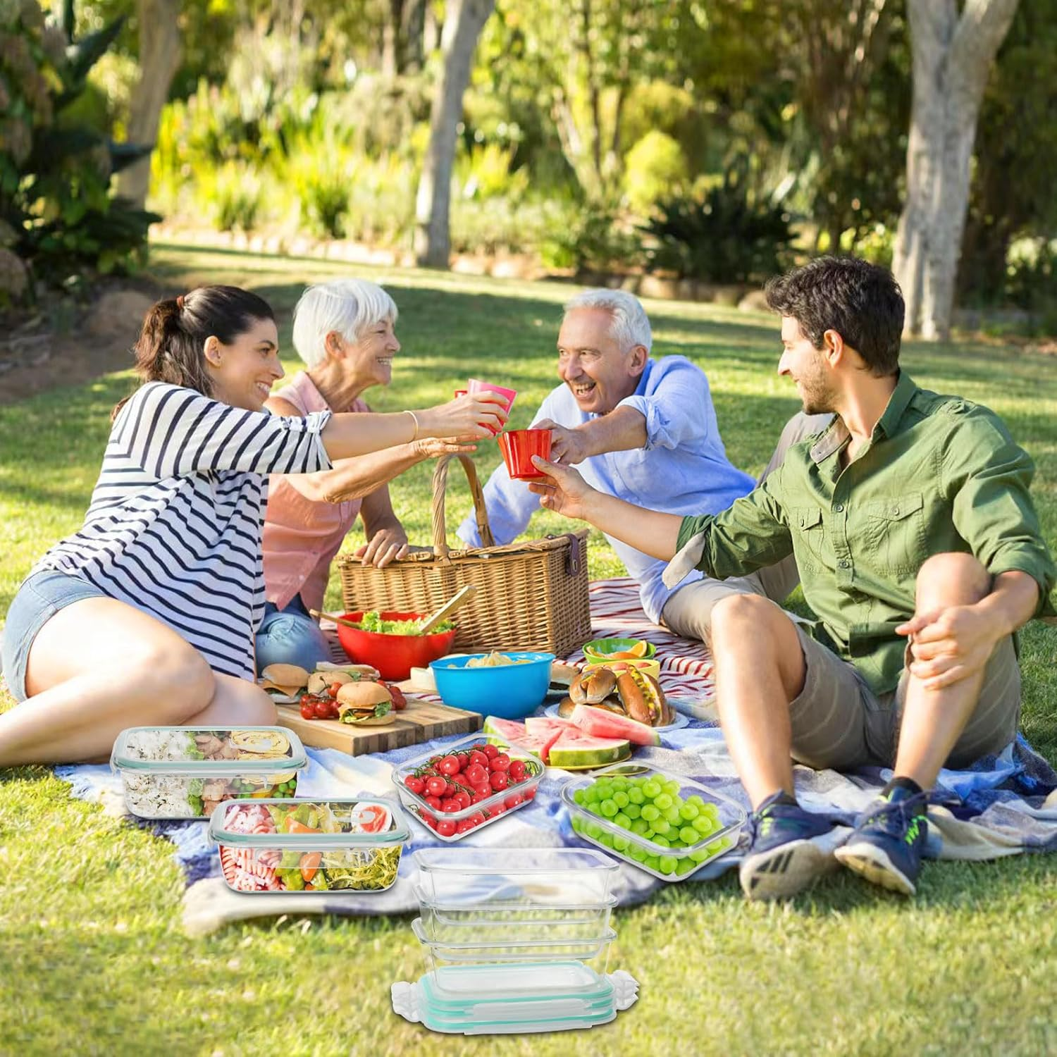 KITHELP 10 PACK 1050Ml & 370Ml Glass Food Storage Containers with Airtight Lids - Glass Meal Prep Containers - Microwave, Oven, Freezer and Dishwasher Safe, Bpa-Free image number 4