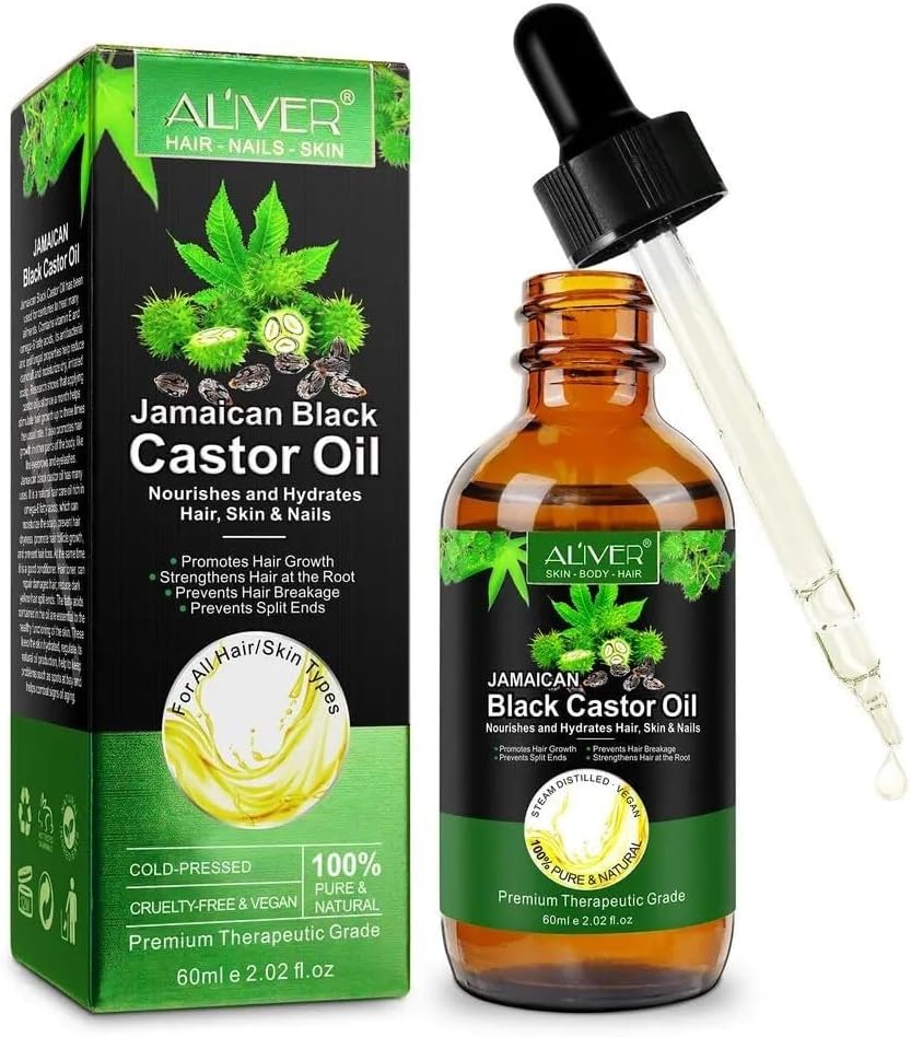 2PACK Jamaican Black Castor Oil, Pure Cold Pressed Castor Oil for Eyebrows, Eyelashes, Hair Growth, Nails, and Skin with 2PACK Set of Eyebrow & Eyeliner Brushes 120Ml image number 2