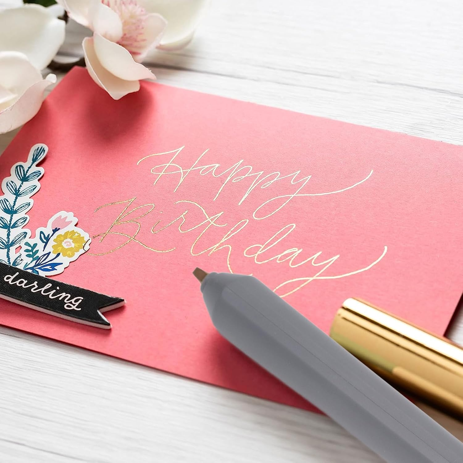 USB Hot Foil Pen, Foil Quill Starter Heat Foil Pen Set with 4 Heating Tips, Electric Embossing Pens Gold Foil Paper Roll Pen for Card Making DIY Handcrafts image number 5