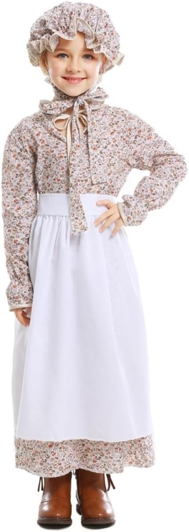 Costume Bay Pioneer Olden Days Costume Pilgrim Frontier Colonial Victorian Book Week Historical Dress Cotton Material School Event Educational Play Attire