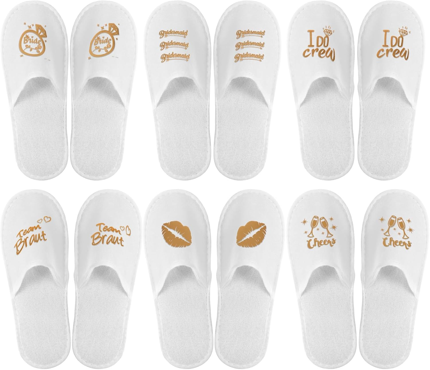 12 Pairs Disposable Wedding Slippers Disposable Hotel Slippers for Guests Bride Bridesmaid Gifts for Travel Spa Home Bridal Shower Women Closed Toe (US Men Size 10,Women 11), Black, One Size image number 1
