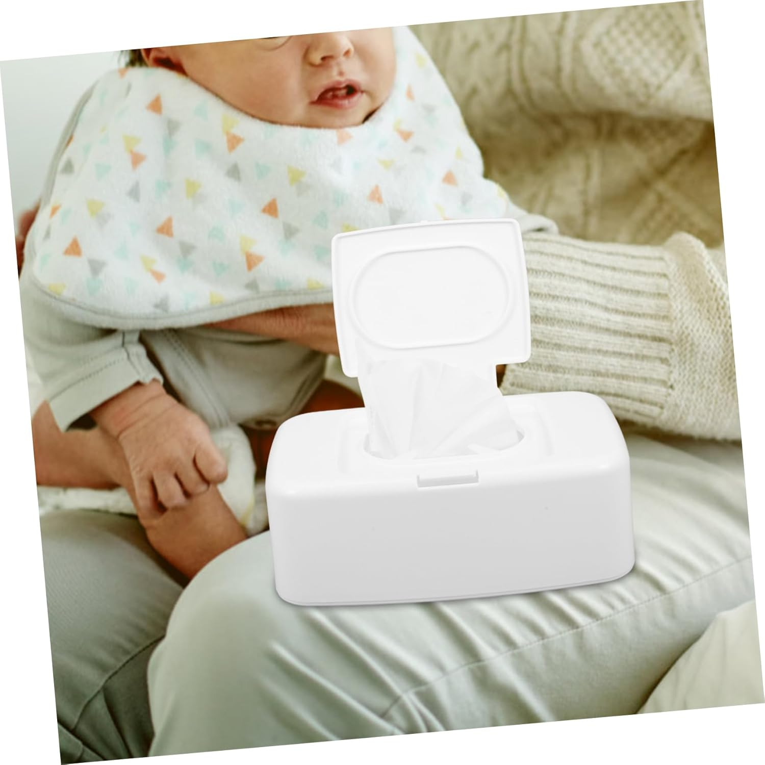 Alipis Refillable Wet Wipes Dispenser Box Plastic Travel Wipes Case White Key Press Holder for Nursery, Living Room, and Bedroom image number 1