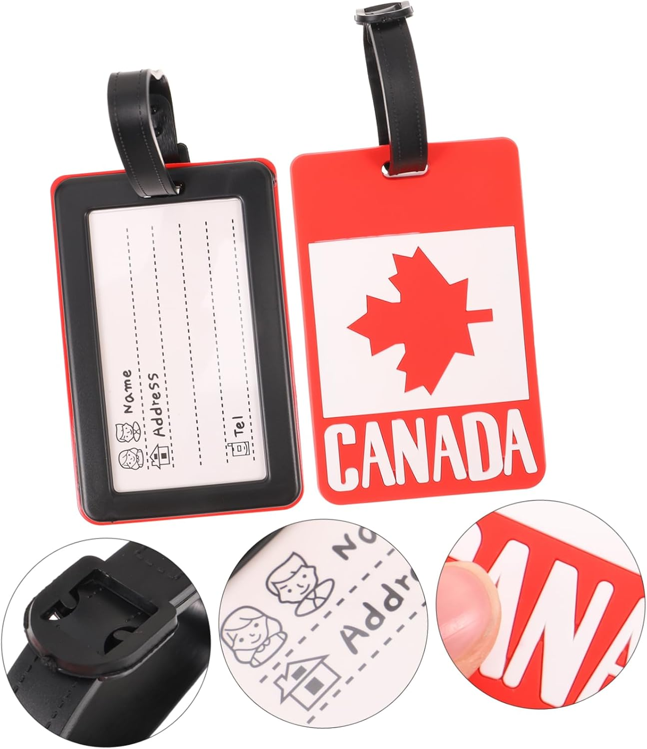 GAROZATION 2Pcs Novelty Luggage Tags Canada Flag Suitcase Boarding Tag Travel Bag image number 2