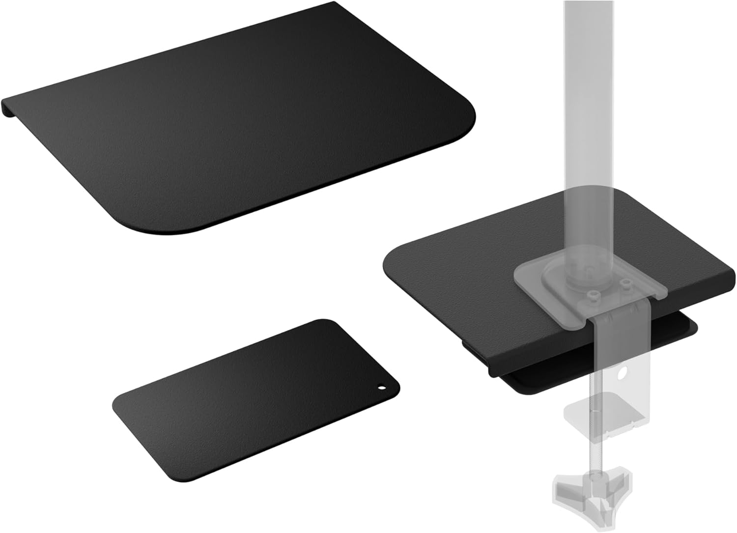 ERGOMAKER Monitor Arm Reinforcement Plate, Monitor Mount Protect Desktop with Anti-Slip Steel Top Plate Reinforcement, Fits Most Monitor Stand C Clamp Installation (Black)