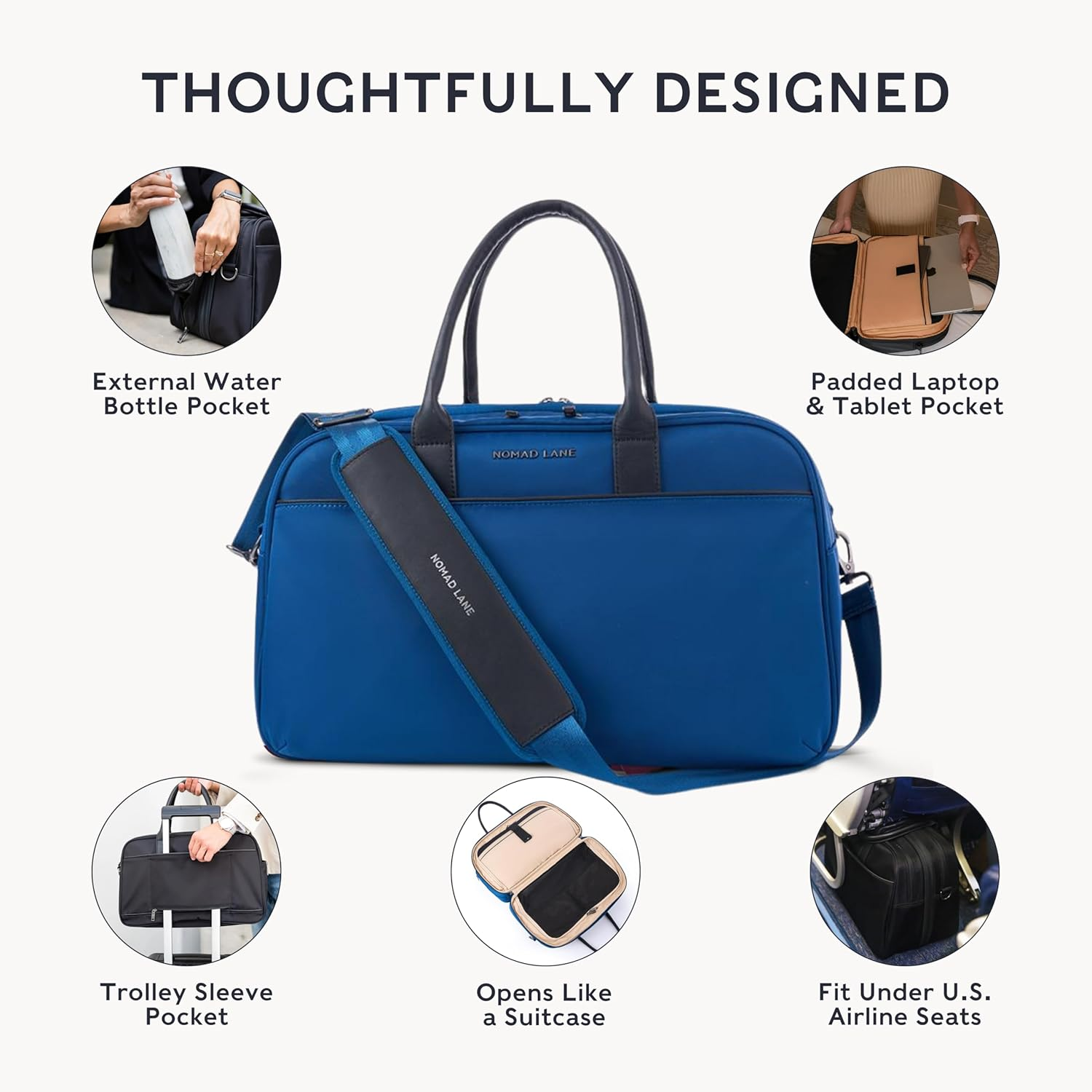 Nomad Lane the Bento Bag Classic Carry-On Luggage Duffel Bag, Durable & Lightweight Carry on Suitcase, Personal Travel Bag image number 6