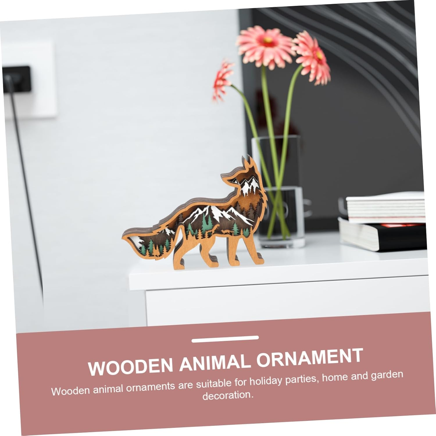 Christmas Themed Animal Wooden Decor Creative Animal Crafts for Home Supplies for Christmas Decor image number 3