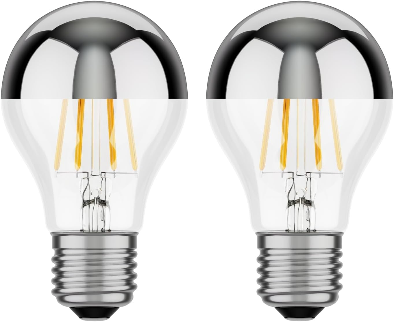 Ledscom.De E27 LED Light Bulb A60 Warm White (2700K) 4.1W 461LM Head Mirror (Silver) 4 Pack