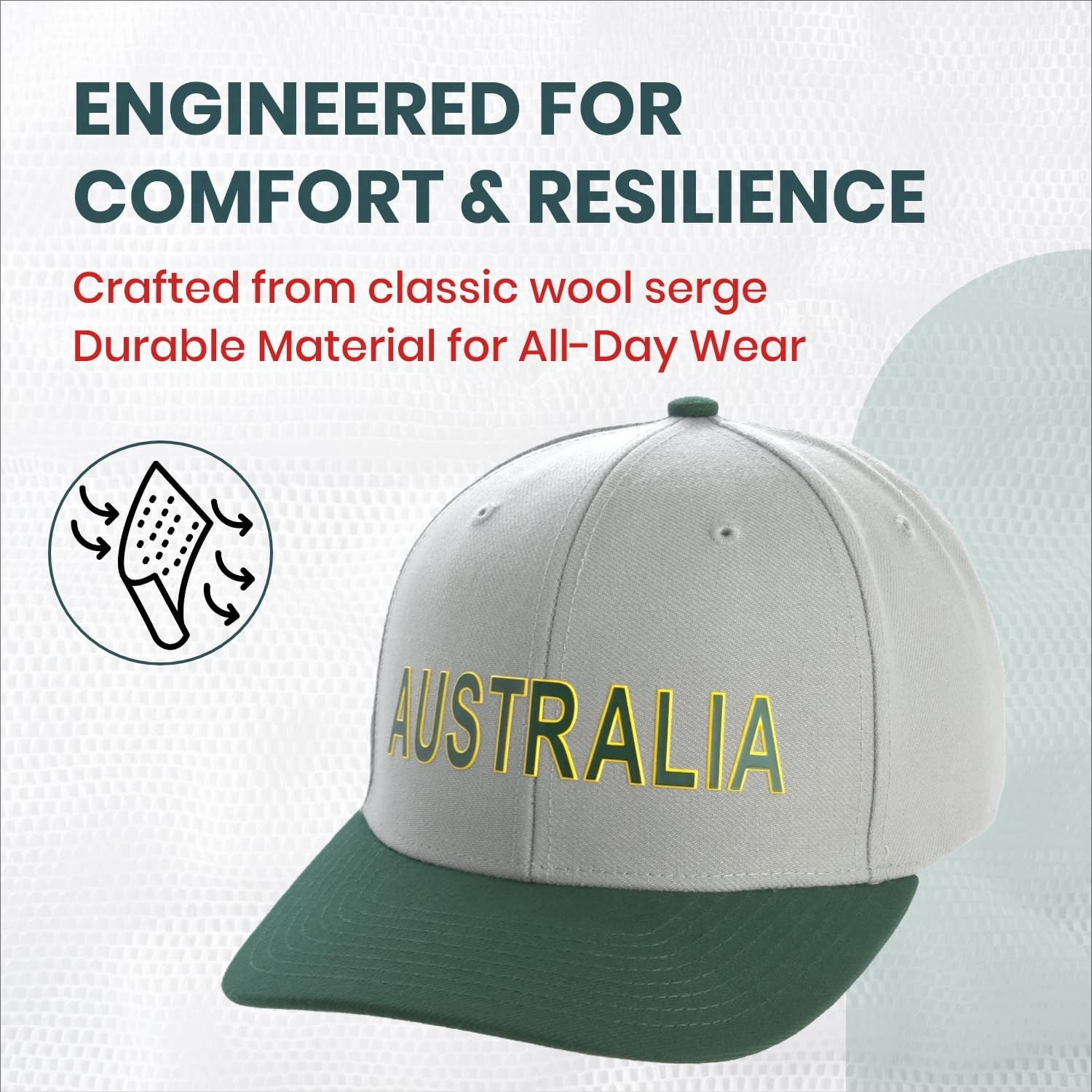 INTERSTATE Australia Supporter Cap, Richardson 514 Surge Adjustable Baseball Cap, 6-Panel, Precurved Bill, Adjustable Hook-And-Loop Closure, Surge Fabric, Grey Underbill - Grey image number 3