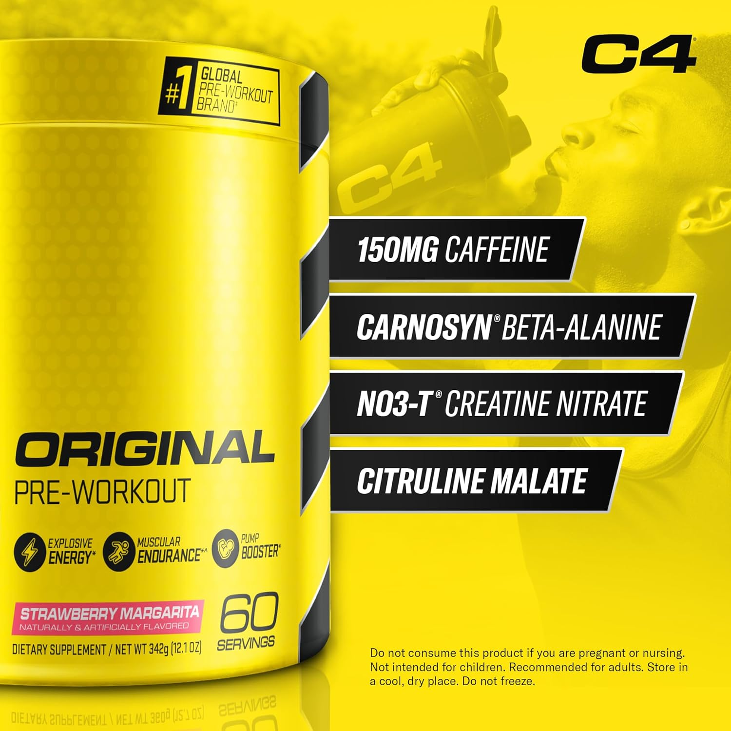 Cellucor, C4 Original Explosive Pre-Workout Supplement, Strawberry Margarita, 60 Servings image number 2