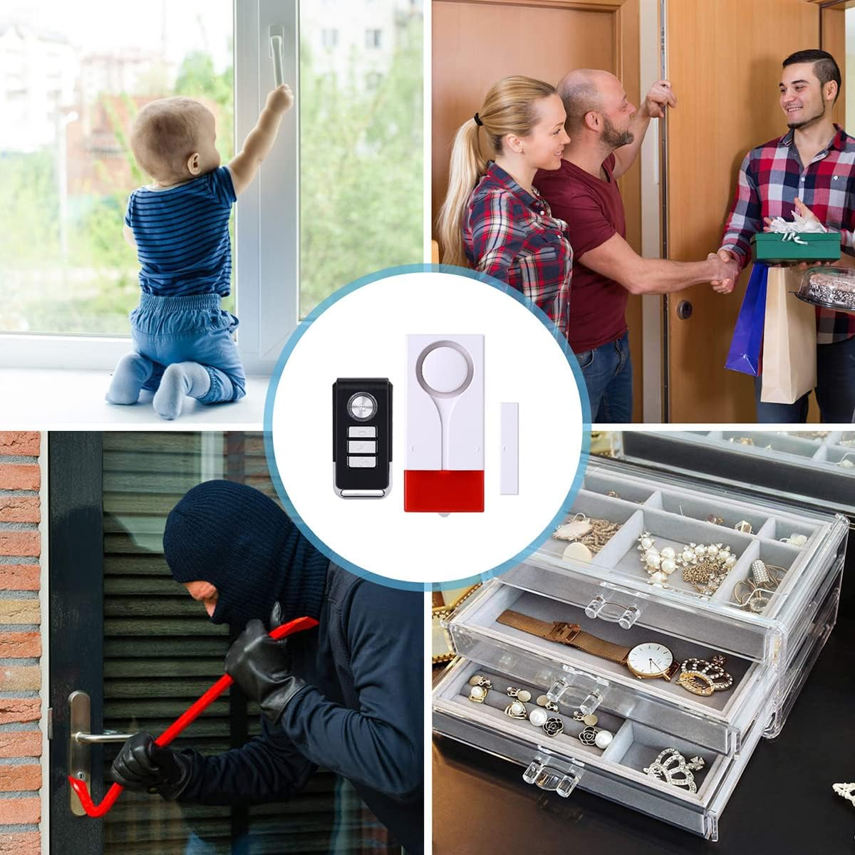 Lancoon Door Window Open Alarm, Wireless Remote Control Magnetic Sensor Chime anti Theft Home Security DIY Protection for House Apartment Garage Kids Safety image number 2