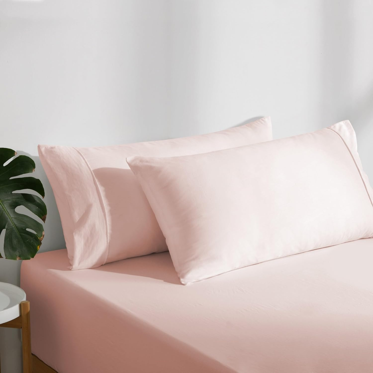 Dreamaker Superfine Washed Microfiber King Pillowcase Super Soft Microfibre All Season Breathable and Warm Wrinkle Resistant Machine Washable - Twin Pack Blush Pink image number 1