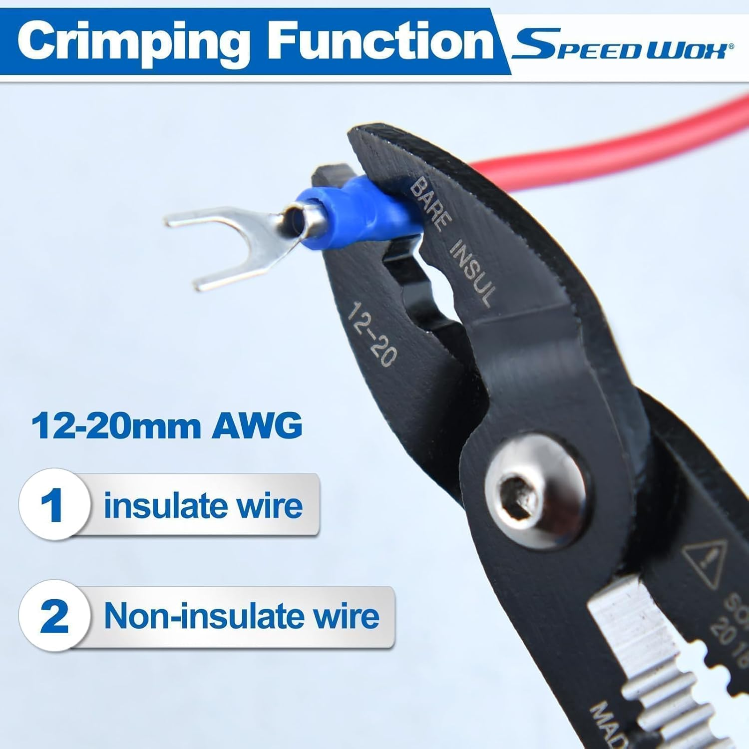 SPEEDWOX 4-In-1 Multi Purpose Electricians Pliers Wire Stripper, Wire Cutter, Wire Crimping Tool 7" Compact Wire Stripper for 10-20 AWG Insulated & Non-Insulated Clamping, Stripping, Cutting, Crimping image number 1