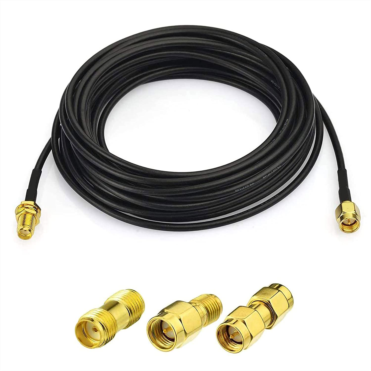 Bingfu RF Coaxial SMA Male to SMA Female Bulkhead RG174 15Ft Cable 3Pcs RF Coax SMA Adapter Kit for SDR Equipment Antenna Ham Radio 3G 4G LTE Antenna ADS-B GPS and Etc image number 1