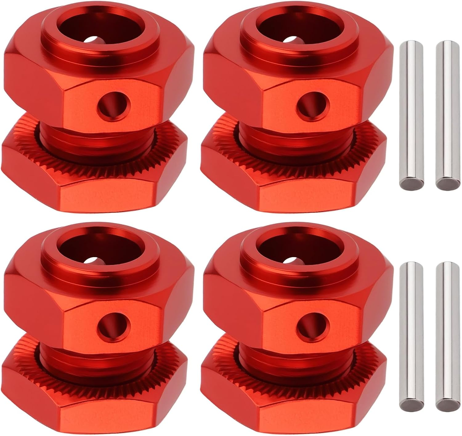 1Set 17Mm Aluminum 6Mm Extended Hub Hex Nut Kit Compatible with Arrma Kraton 4S BLX Compatible with Outcast 4S BLX Upgrade Parts(Red) image number 4