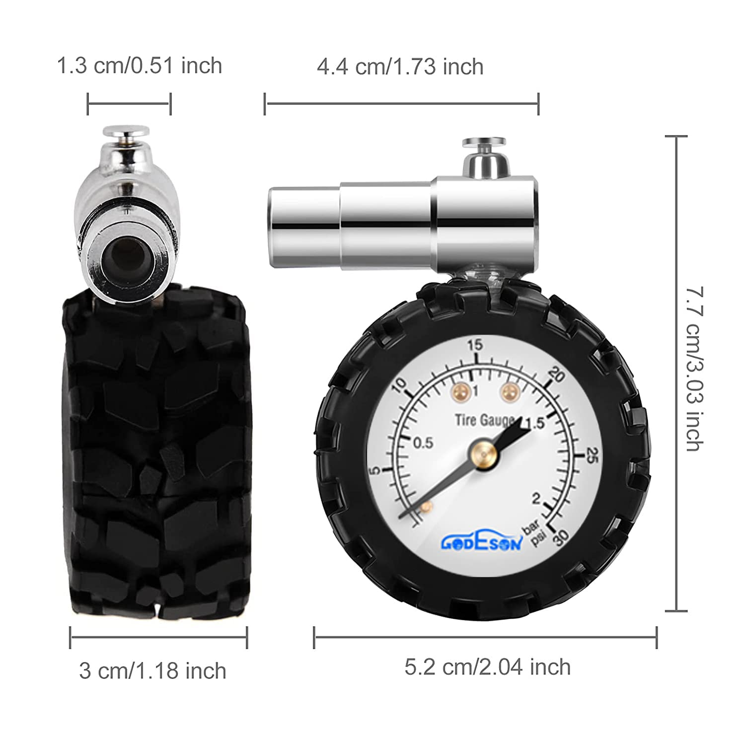 GODESON Presta Valve Gauge,Presta Valve Tire Pressure Gauge with Bicycle Air Pressure Relief Range to 0-30PSI /0-2BAR, Perfect for Mountain Bicycle Fat Tires