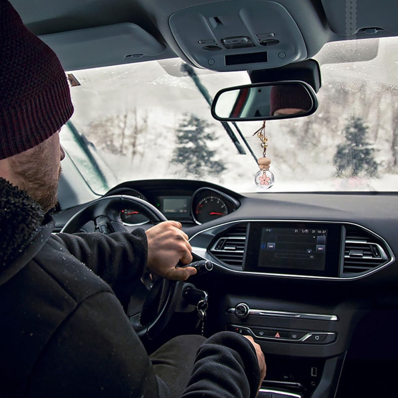 4Pcs Hanging Car Perfume Bottles Empty Perfume Bottle Car Fragrance Holder Scent Spray Essential Oil Diffuser