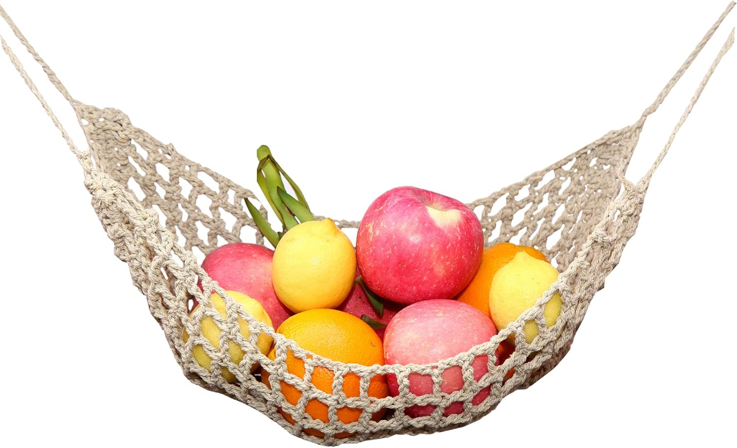 Hanging Fruit Hammock under Cabinet - Fruit and Veggie Basket - Macrame Fruit Hammock for Kitchen D&eacute;cor - Storage That Saves Counter for More Counter Space at Home, Boat, or Rv,With 4 Hooks.