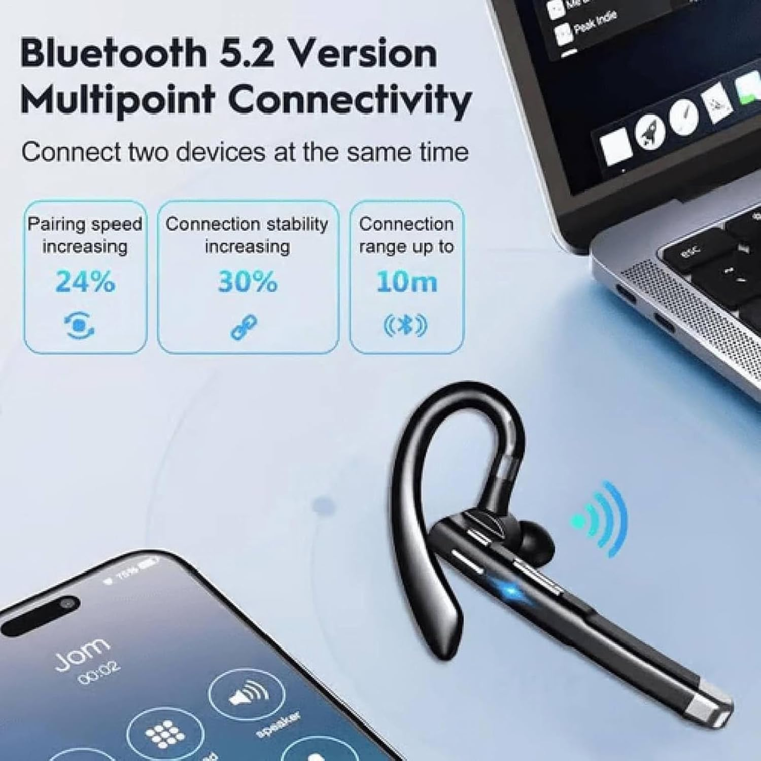 Mxshc Earphones Translator | Translation Pods - Headphones Wireless Noise Reduction Translation Device for Meeting Business Workplace Travel School Learning Adults Students image number 6