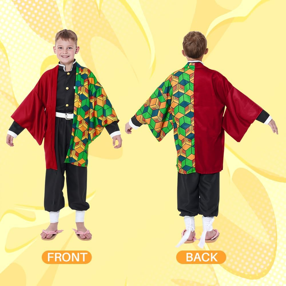 Slowton Kimono Cosplay Costume Set for Kids, Japanese Anime Cosplay Outfits for Halloween Dress Up image number 2