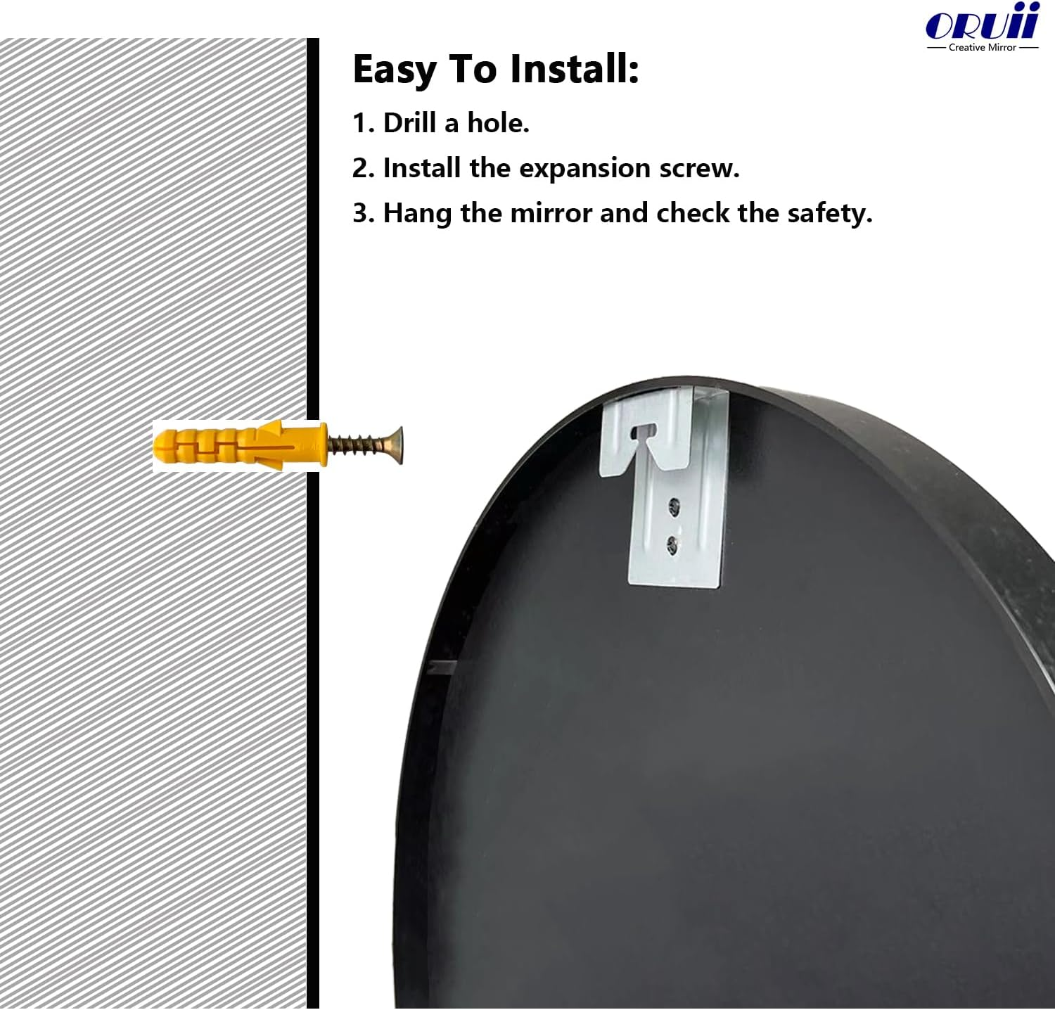 Oruii round Bathroom Mirror, round Mirror 70Cm, Circle Mirror, round Wall Mirror, Circular Wall Mounted Mirrors for Bathroom, Living Room, Vanity, Hallway. image number 1