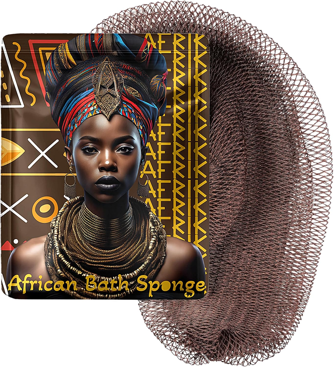 AFRIKI African Net Sponge, Authentic African Exfoliating Sponge, Black Owned, Back Scrubber, 45Inch Long, for Normal to Sensitive Skin, for Daily Use, Sky Collection (Slate)