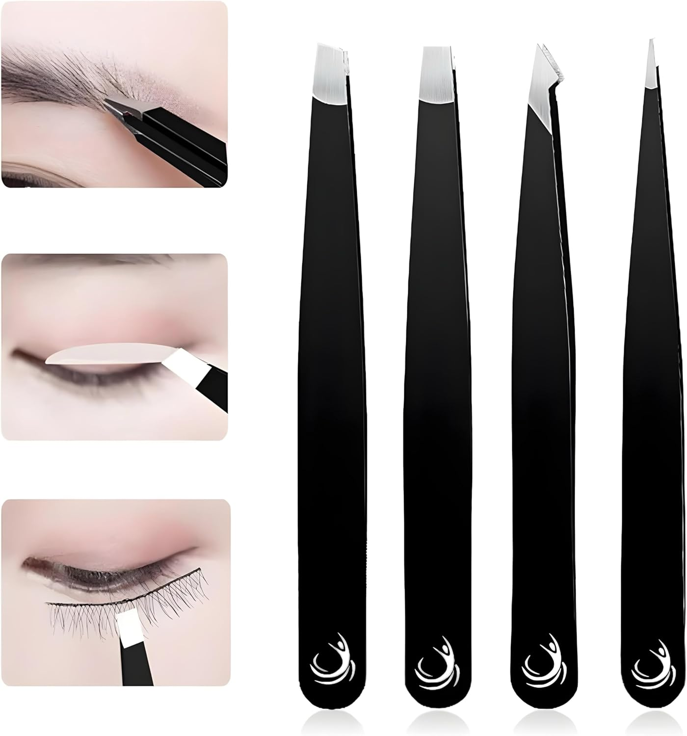 4PC Professional Tweezers Set for Men&Women&ndash;Premium Stainless Steel Precision Tweezers for Facial Hair Removal,Eyebrow Shaping,Ingrown Hair Extraction,Splinter&Fine Hair Grooming (BLACK) image number 6