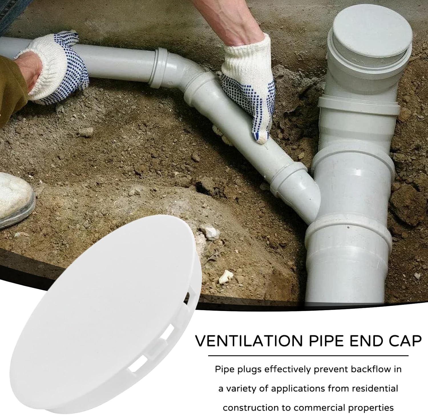 Ventilation Pipe Cover 100 Mm, Ventilation Pipe Cover for Sleeve Plugs, Spring Cover 100 Mm, PVC Pipe Cover, Spring Cover, Cover Cap, Ventilation Pipe End Cap, Uv-Resistant Asa Plastic (White image number 1
