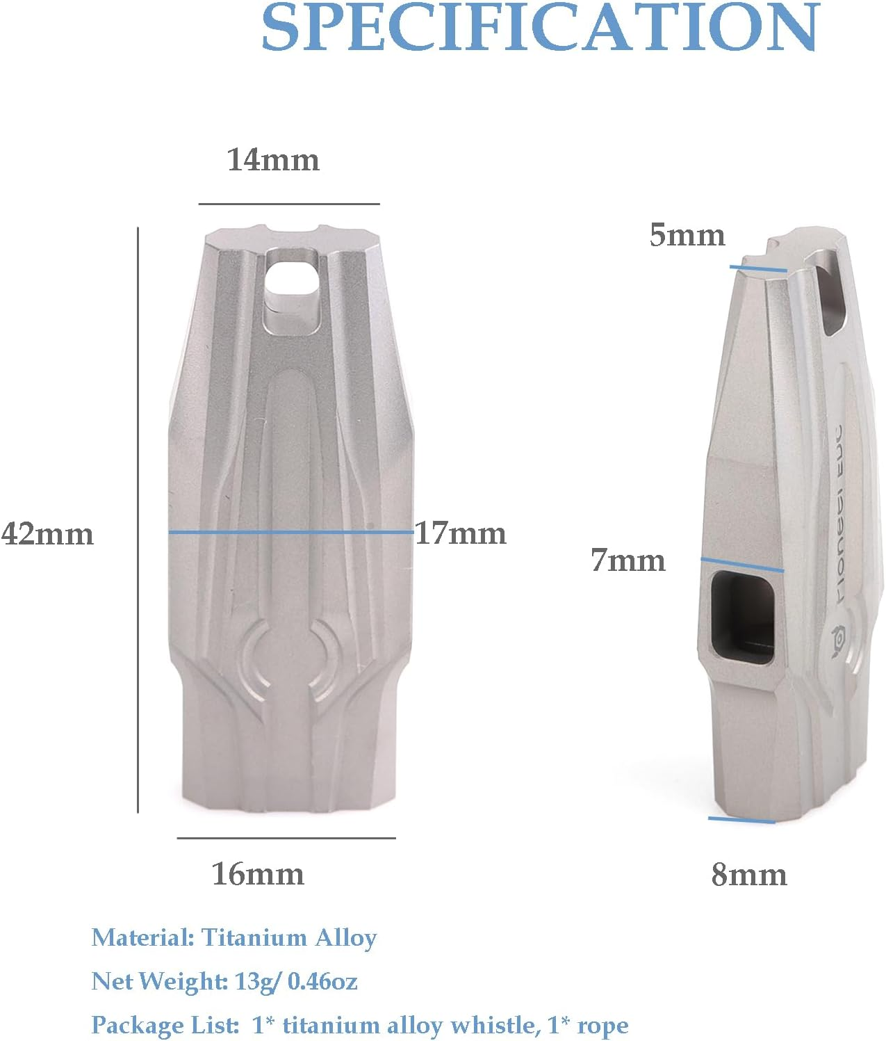 Emergency Whistles Titanium EDC Portable Whistle with Loud Sound up to 120 Decibels, Survival Whistle Keychain for Survival Hiking Camping Pet Training - Sandblasting image number 3