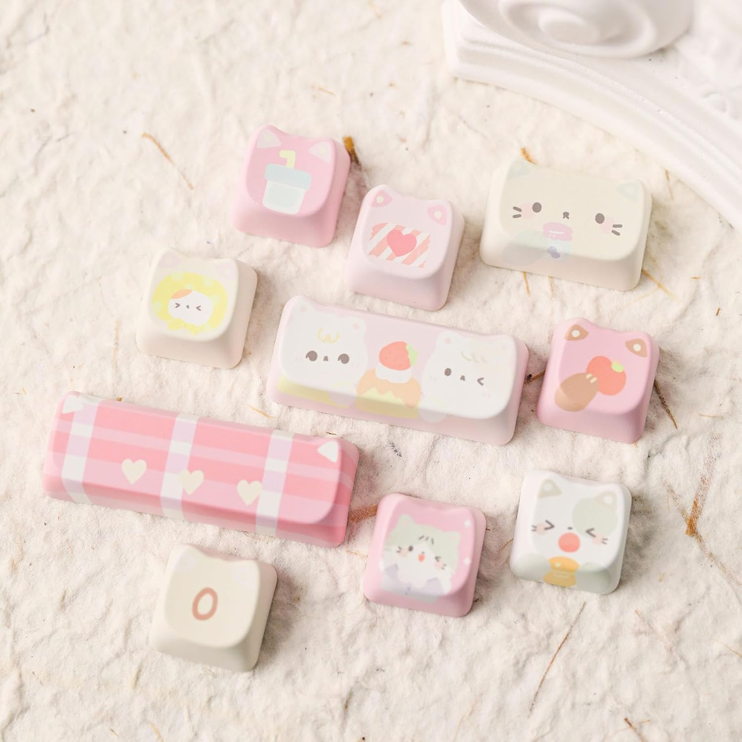 Kiiboom X Maorbeng Meow Meow Squad Keycaps Set, Dye-Sublimation PBT, Mao Profile, 142 Keys Custom Keycaps for ANSI Layout, MX Switches Mechanical Gaming Keyboard - Clear image number 2