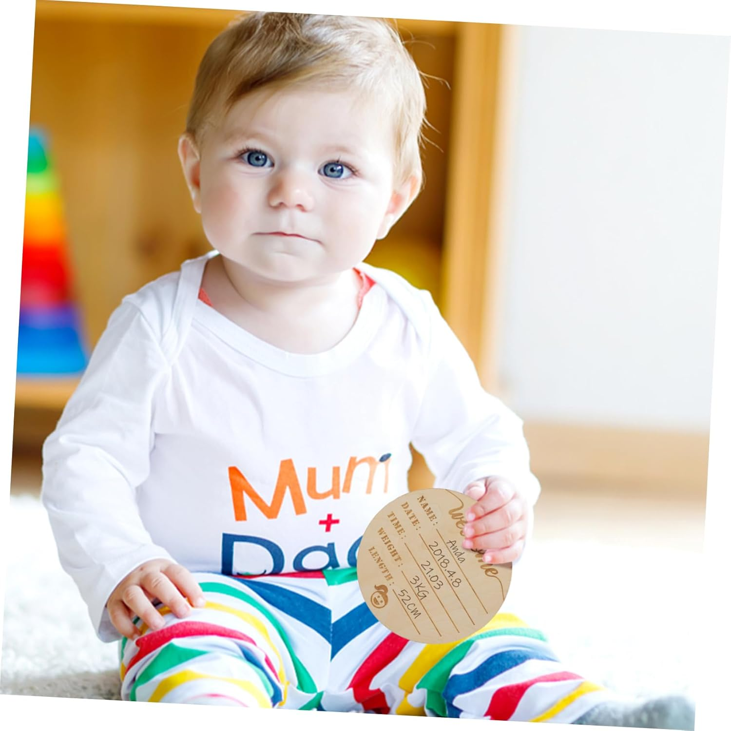 UPKOCH 6Pcs Wooden Name Signs Milestone Announcement Cards for Newborn Photography Props Keepsake for Birth Celebrations image number 6